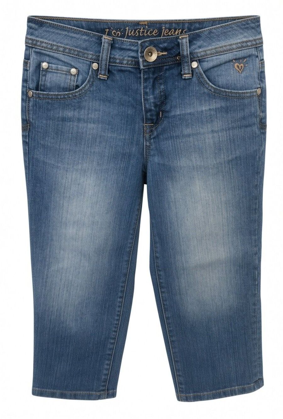 Justice Simply Low Girls Blue Straight Leg Jean Capris Size 12 S